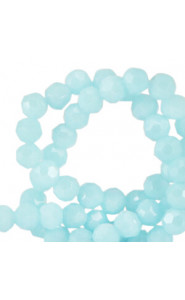Faceted glass beads 4mm round Serenity blue-pearl shine coating